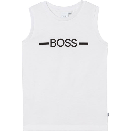 男童白色Logo棉背心