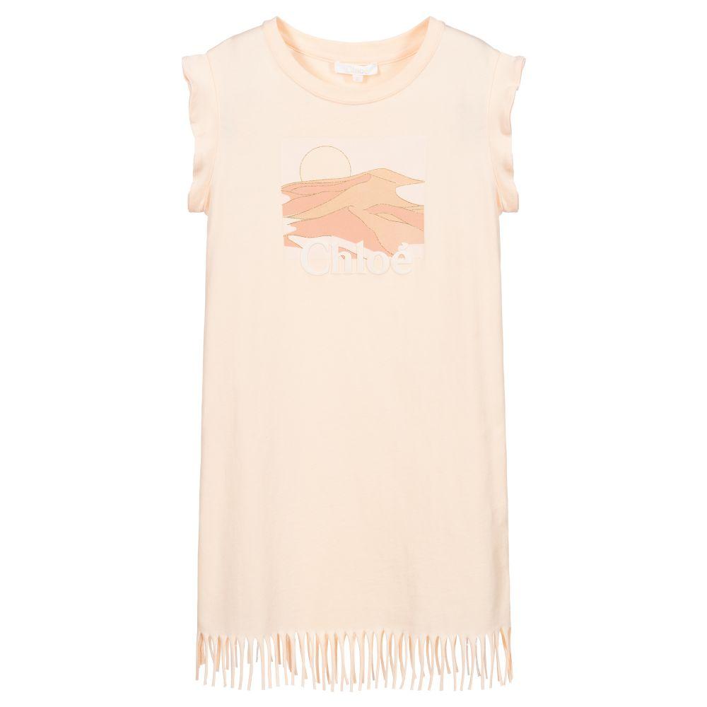 Girls Pink Logo Cotton Dress