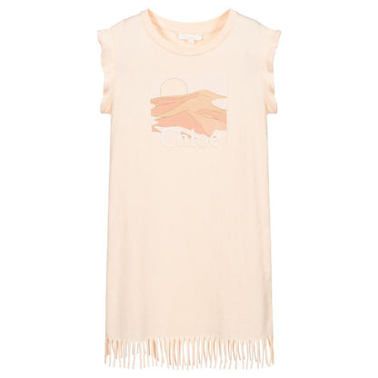 Girls Pink Logo Cotton Dress