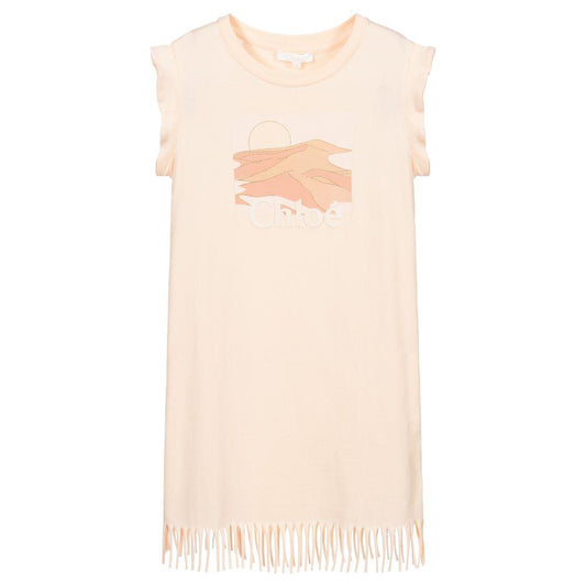 Girls Pink Logo Cotton Dress