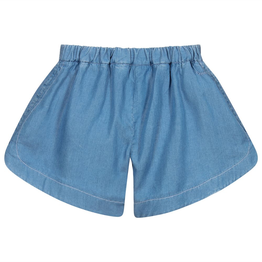 Girls Blue Chambray Shorts
