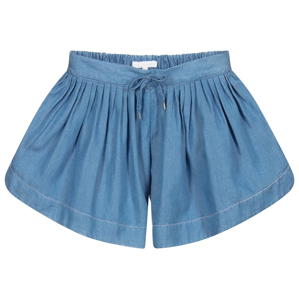 Girls Blue Chambray Shorts