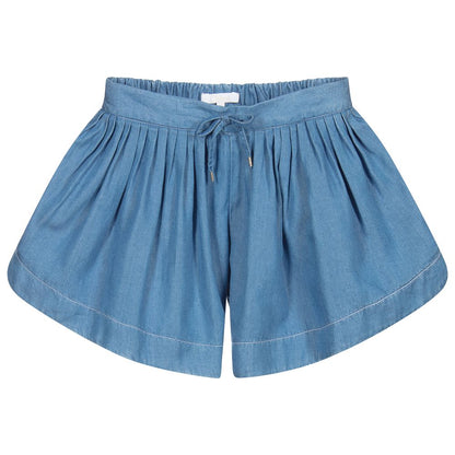Girls Blue Chambray Shorts