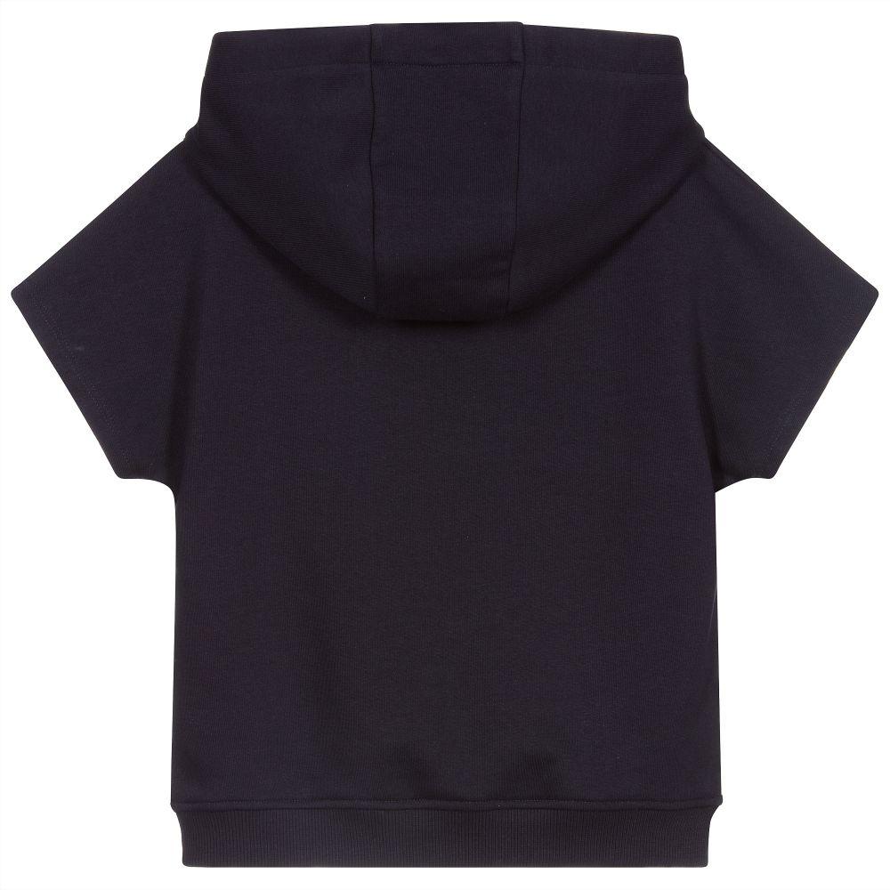 Girls Navy Blue Logo Cotton Sweatshirt