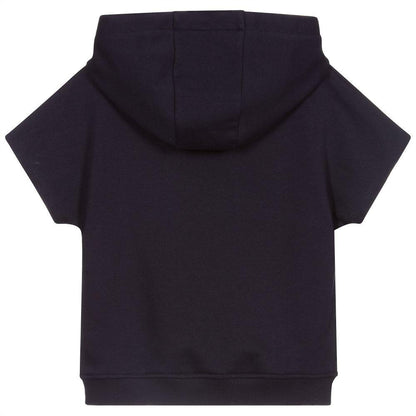 Girls Navy Blue Logo Cotton Sweatshirt