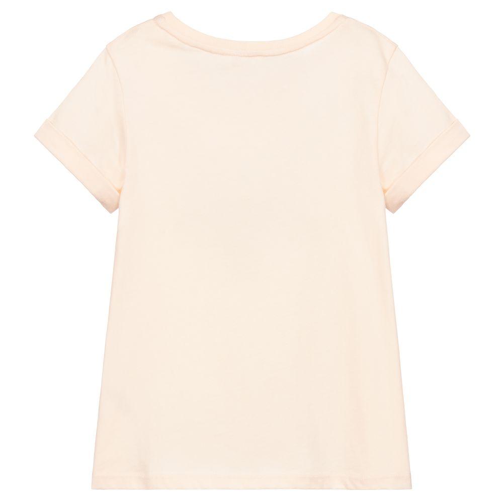 Girls Pale Pink Logo Cotton T-Shirt