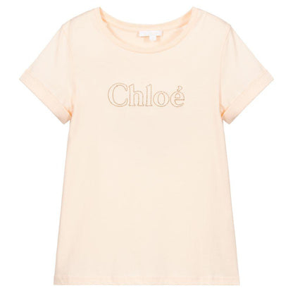 Girls Pale Pink Logo Cotton T-Shirt