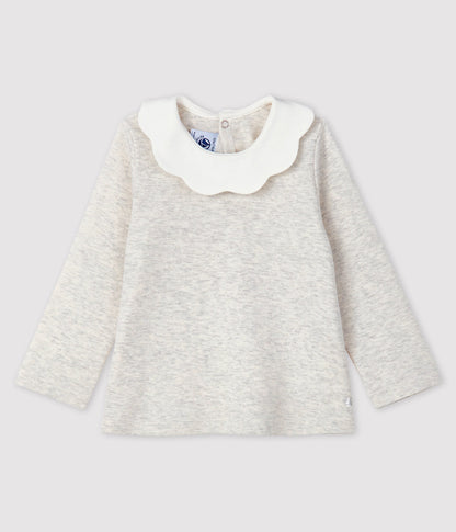 Baby Girls Light Grey Cotton T-Shirt