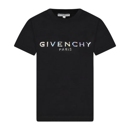 Girls Black Logo Cotton T-Shirt