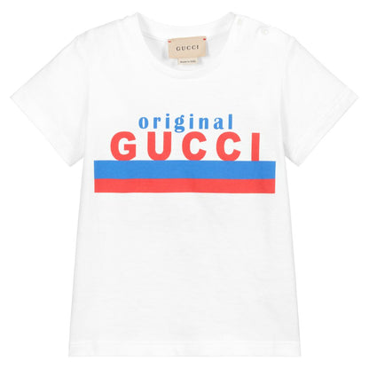 Baby Boys White Logo Cotton T-Shirt