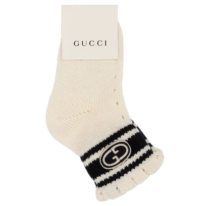 Girls White GG Cotton Short Socks