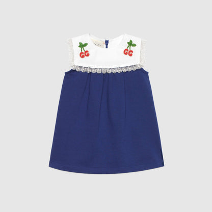 Baby Girls Blue GG Cherry Cotton Dress