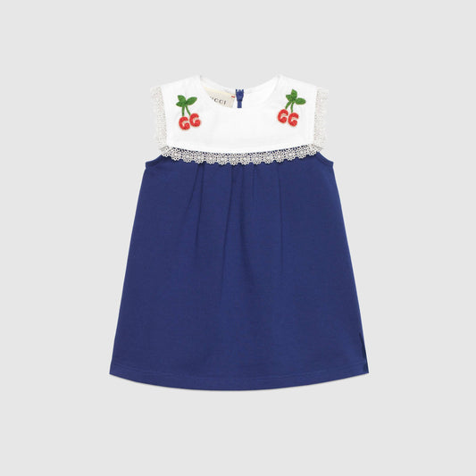Baby Girls Blue GG Cherry Cotton Dress