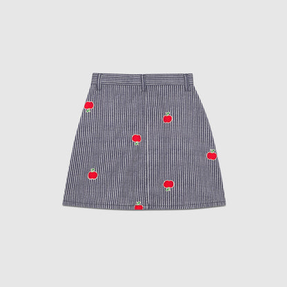 女童蓝色条纹牛仔短裙