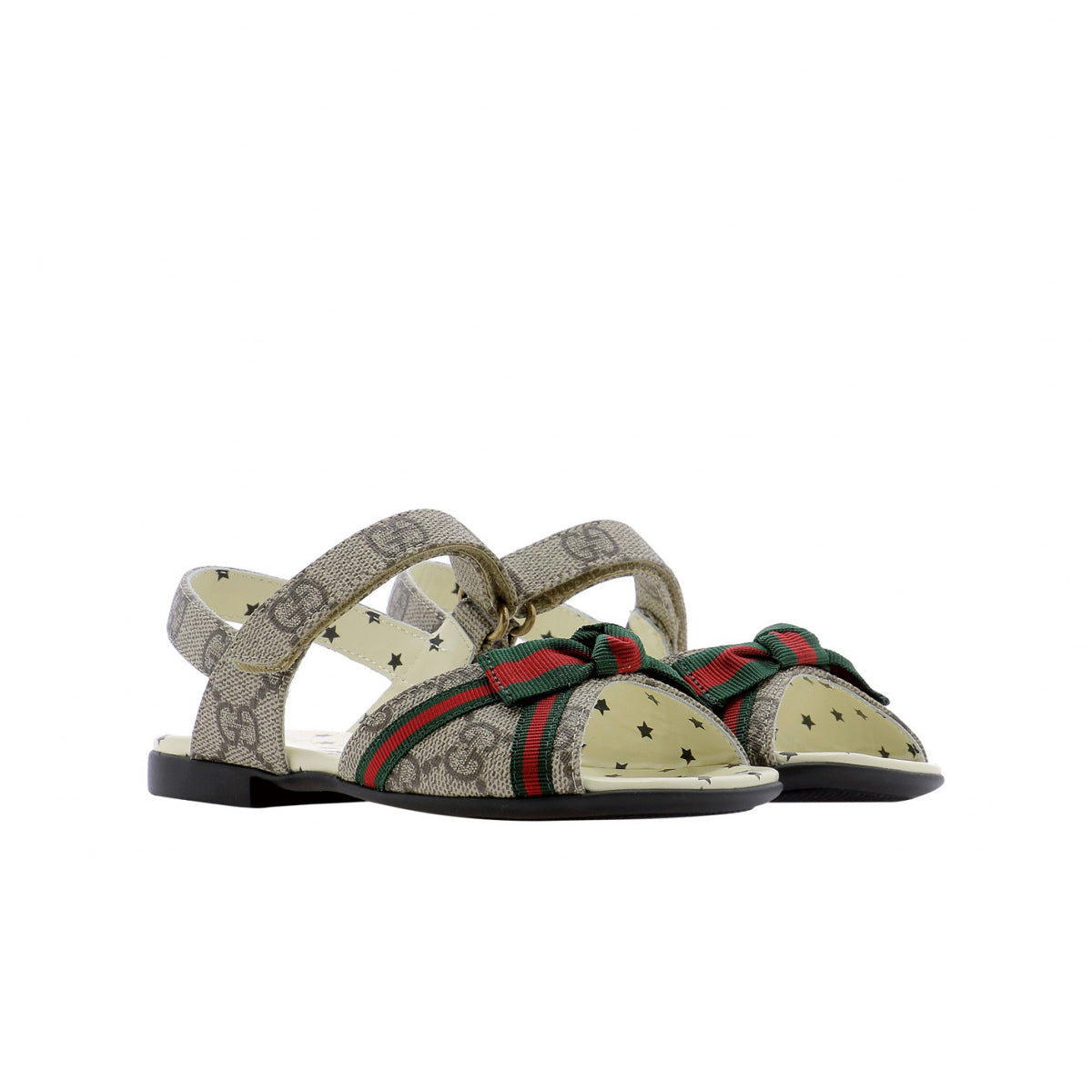 Girls Beige & Brown GG Logo Sandals