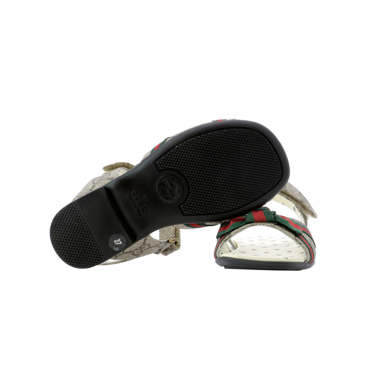 Girls Beige & Brown GG Logo Sandals