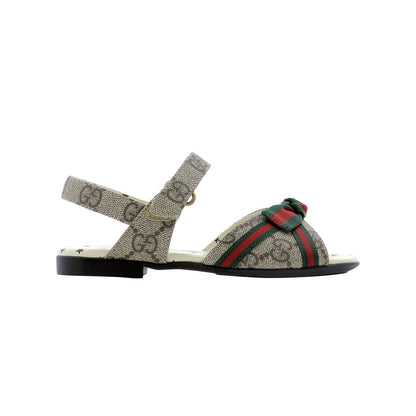 Girls Beige & Brown GG Logo Sandals