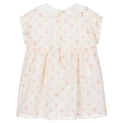 Baby Girls Ivory Logo Cotton Dress