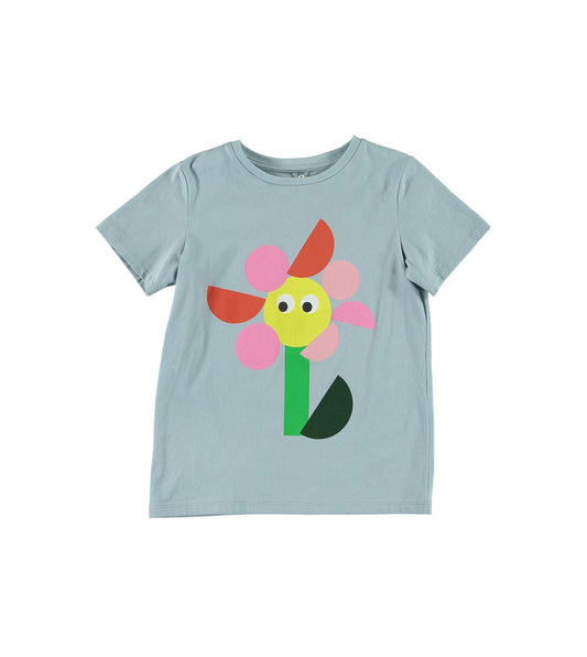 女童浅蓝色印花棉T恤