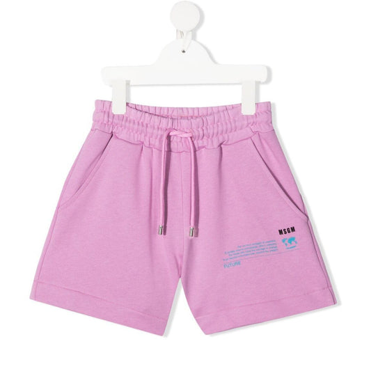 女童淡紫色Logo短裤