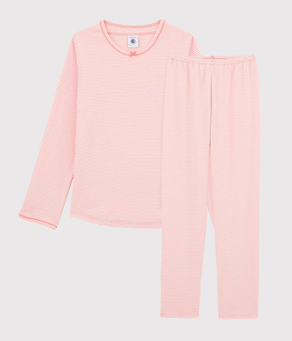 Girls Pink Stripe Cotton Nightwear Set