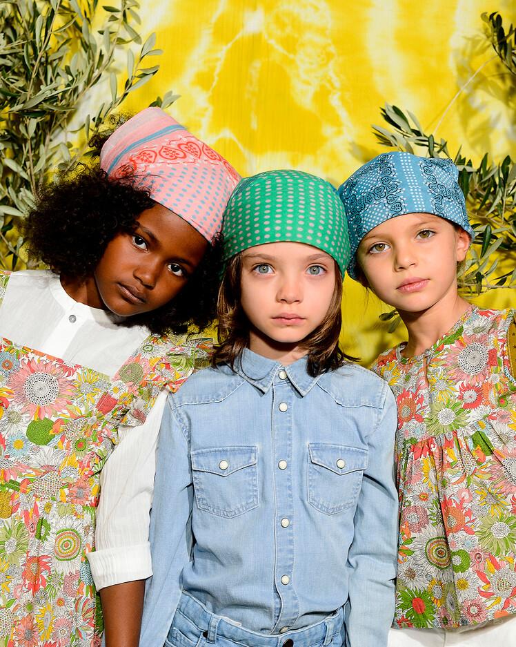 Girls Green Flowers Cotton Top