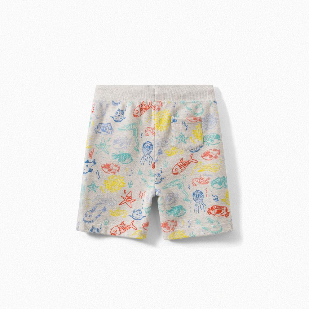 男童白色绘画棉短裤