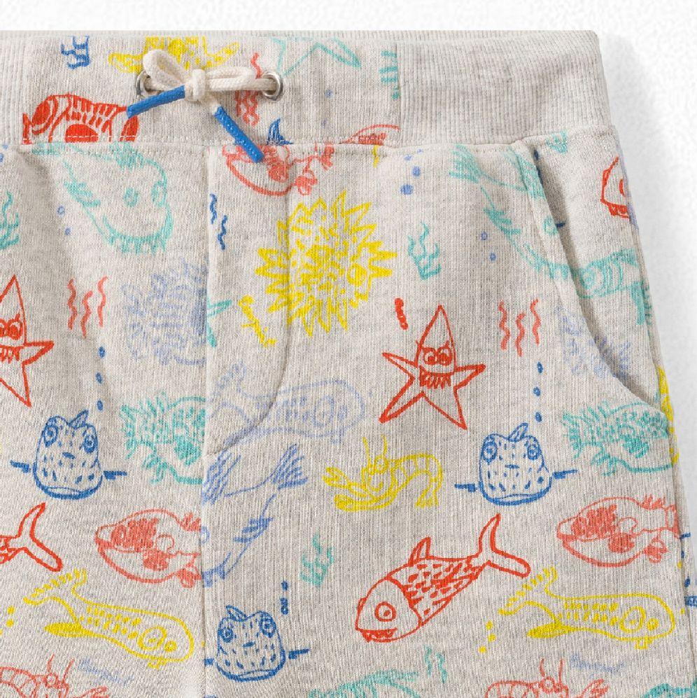 男童白色绘画棉短裤