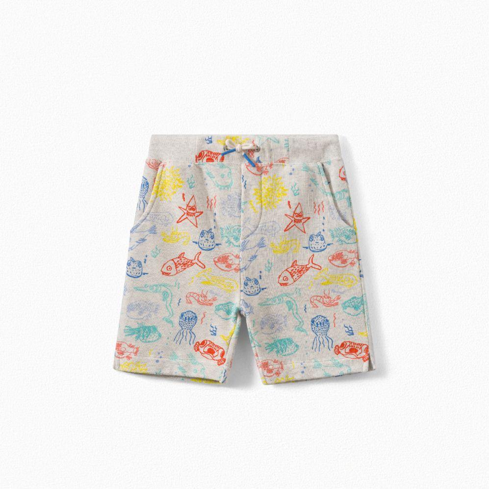 男童白色绘画棉短裤