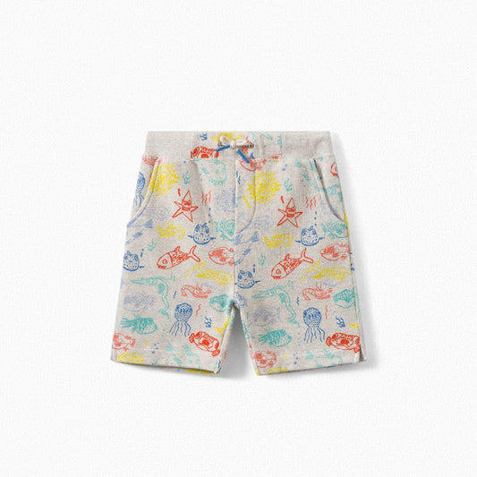 男童白色绘画棉短裤