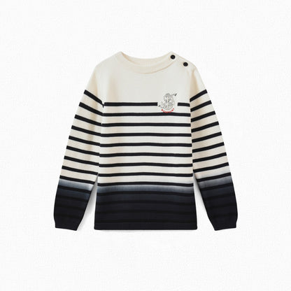 Boys Navy Stripe Cotton Sweater