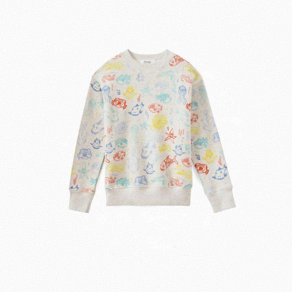 Boys White Painted Cotton Sweatshirt