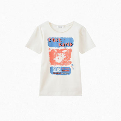 Boys Beige Print T-Shirt