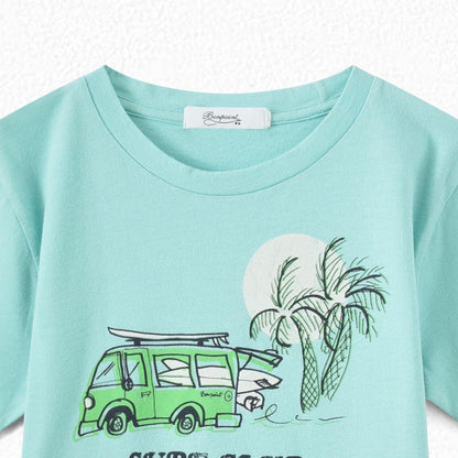 Boys Turquoise Print T-Shirt