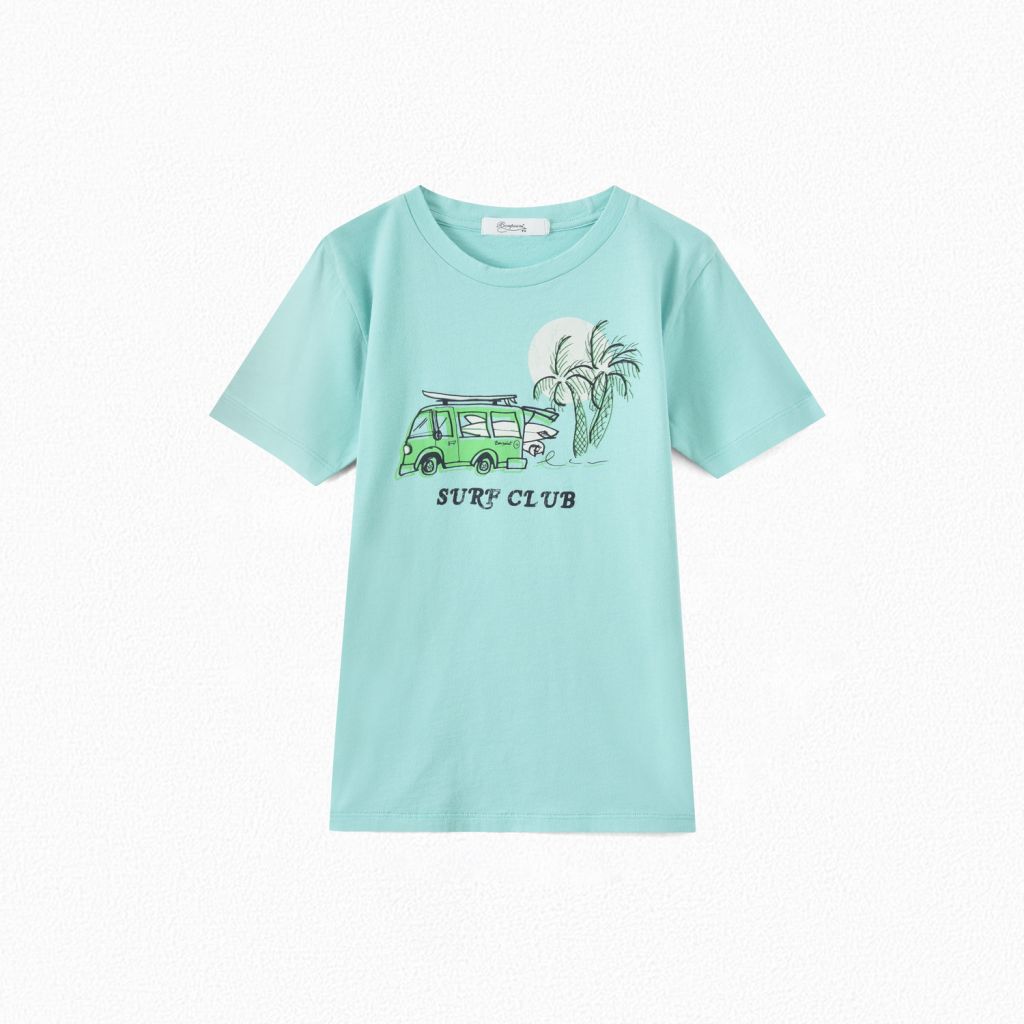 Boys Turquoise Print T-Shirt