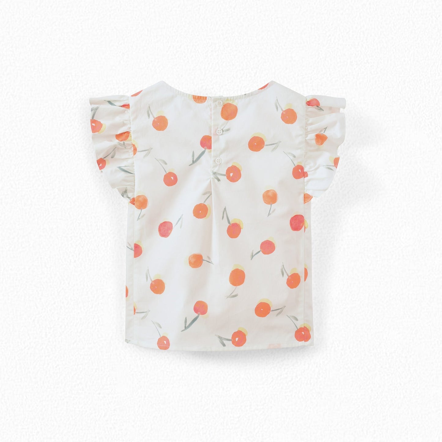 Girls White Cherry Cotton Top