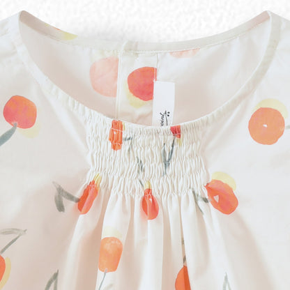 Girls White Cherry Cotton Top