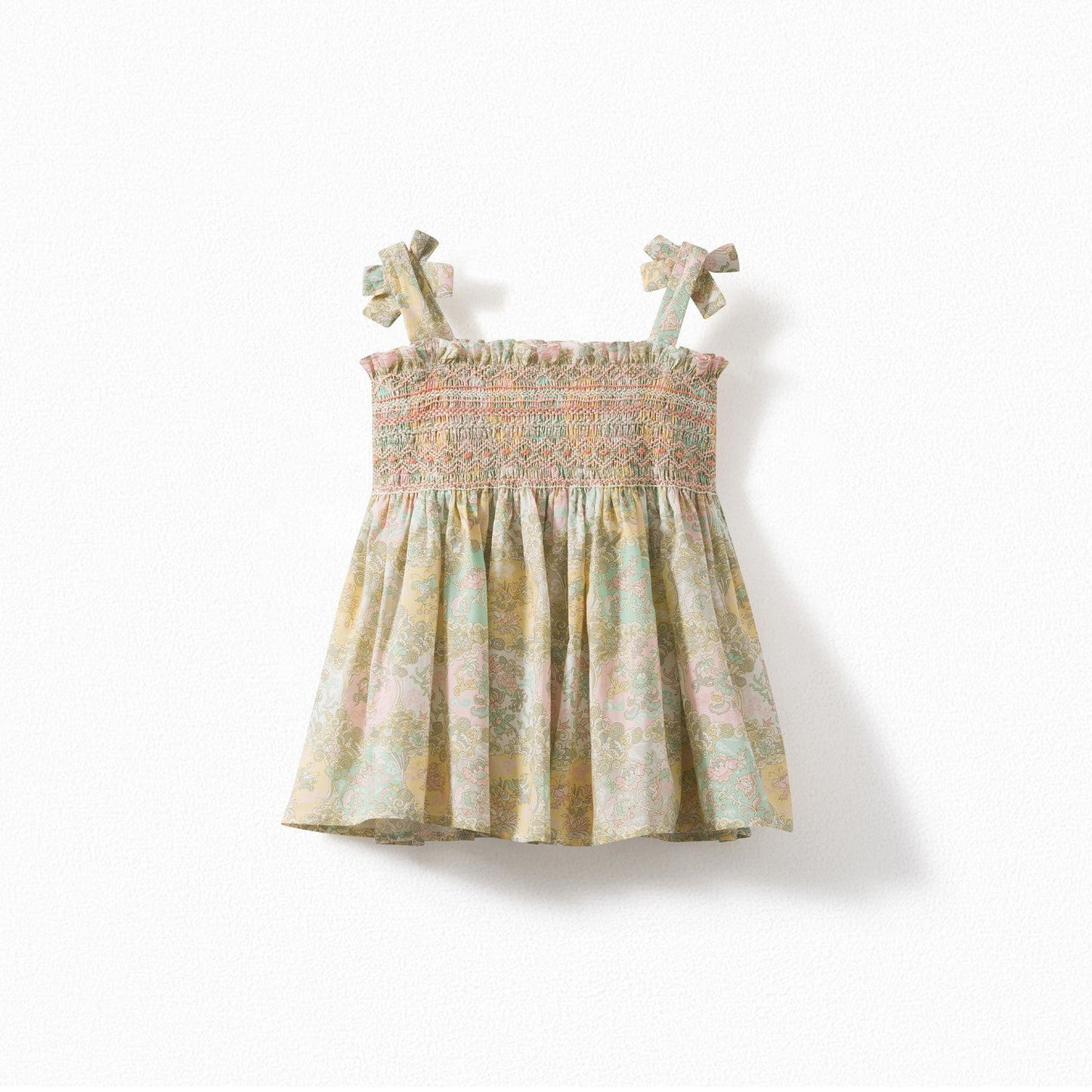 Girls Light Yellow Floral Cotton Top