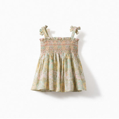Girls Light Yellow Floral Cotton Top