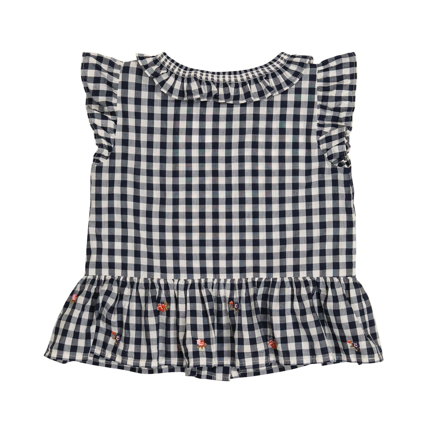 Girls Navy Check Top