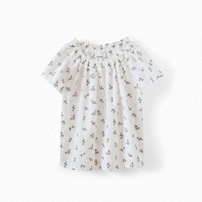 Girls Light Pink Printing Cotton Top