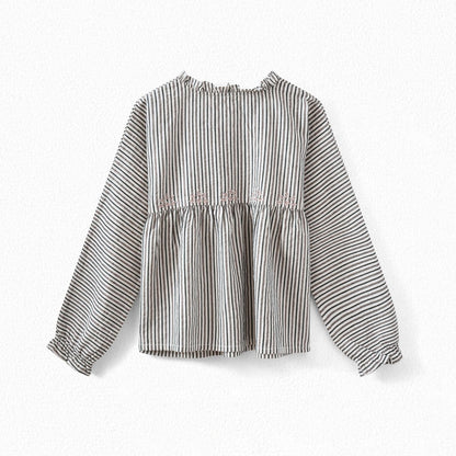 Girls Beige Stripe Cotton Shirt