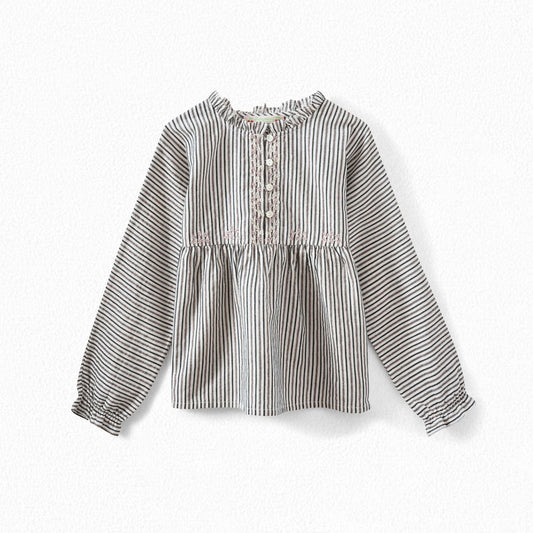 Girls Beige Stripe Cotton Shirt