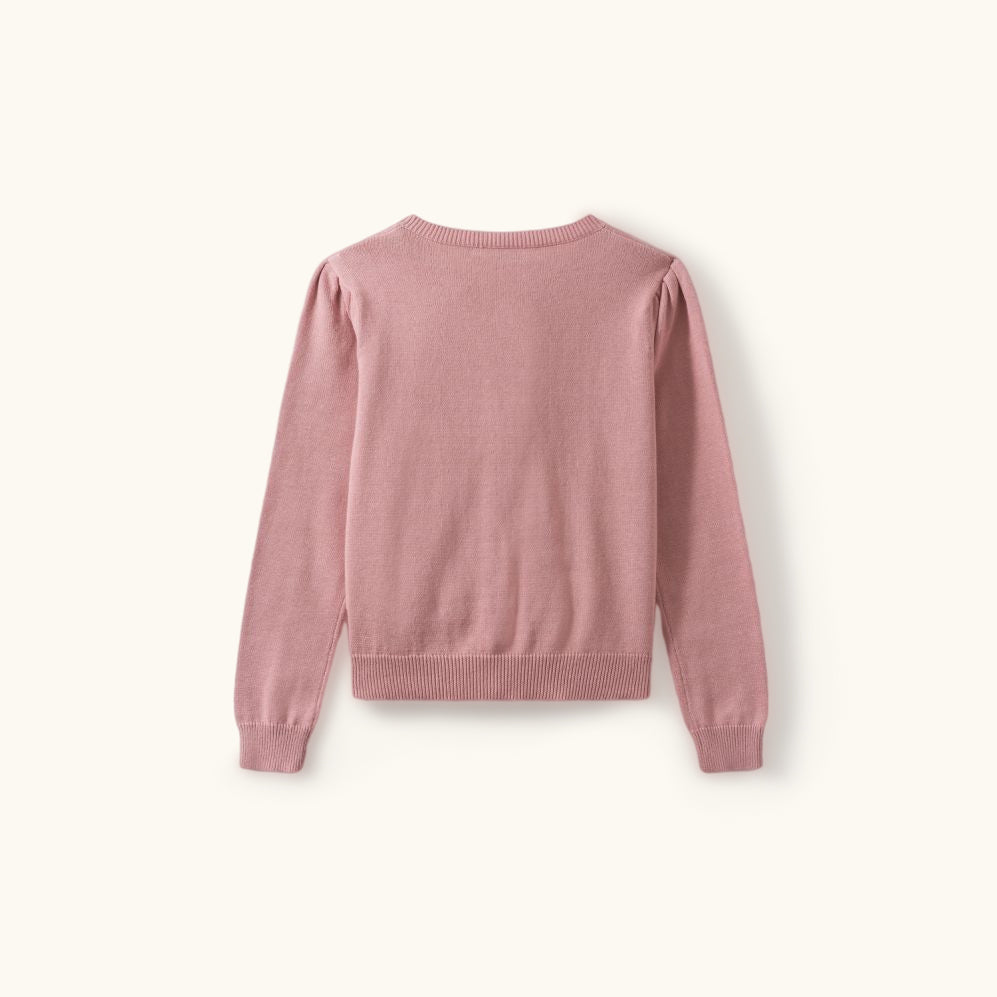 Girls Pink Logo Cotton Cardigan