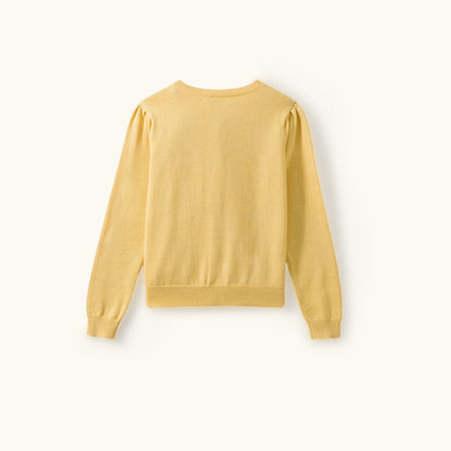 Girls Yellow Logo Cotton Cardigan