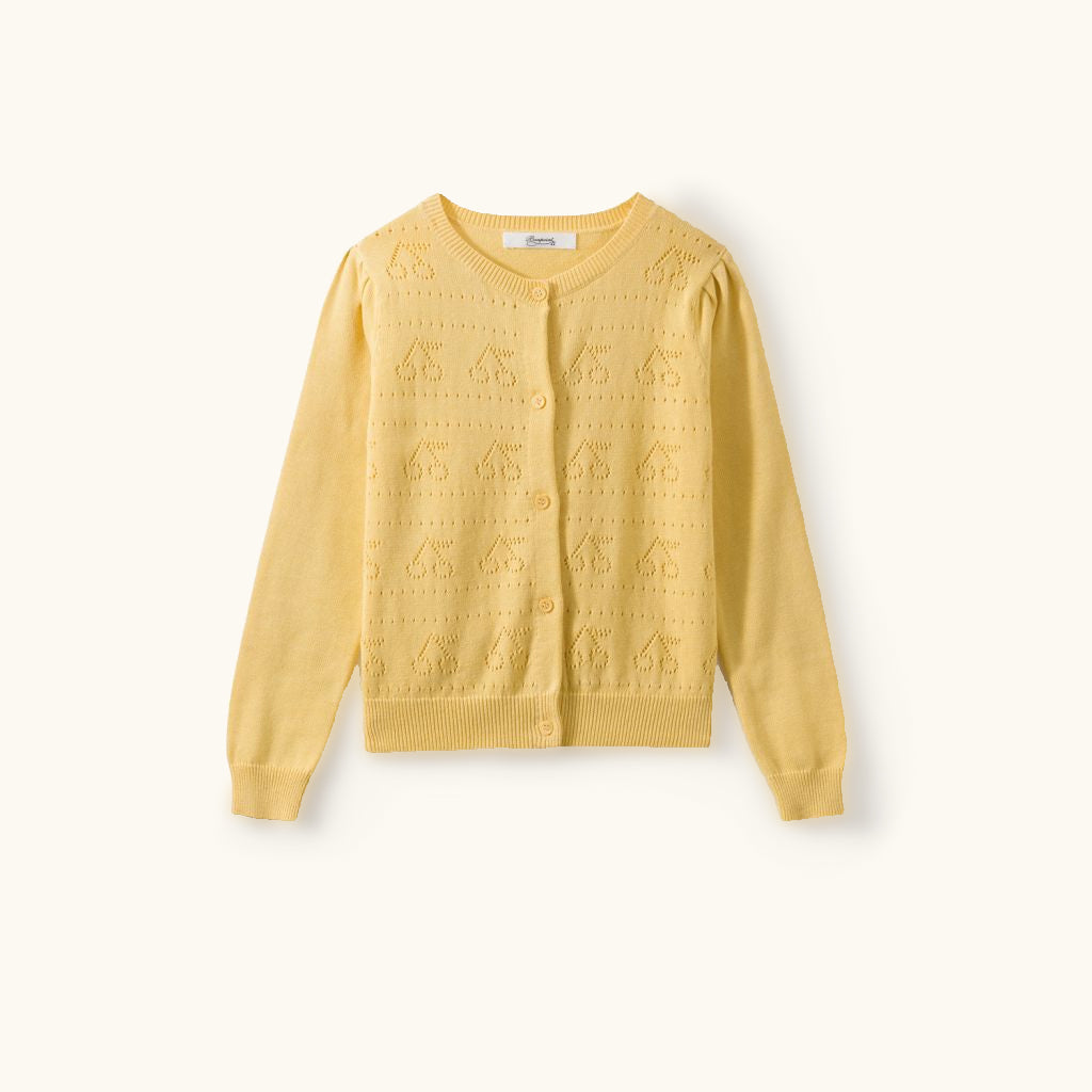 Girls Yellow Logo Cotton Cardigan