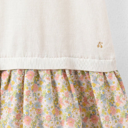 Girls White Floral Cotton Dress