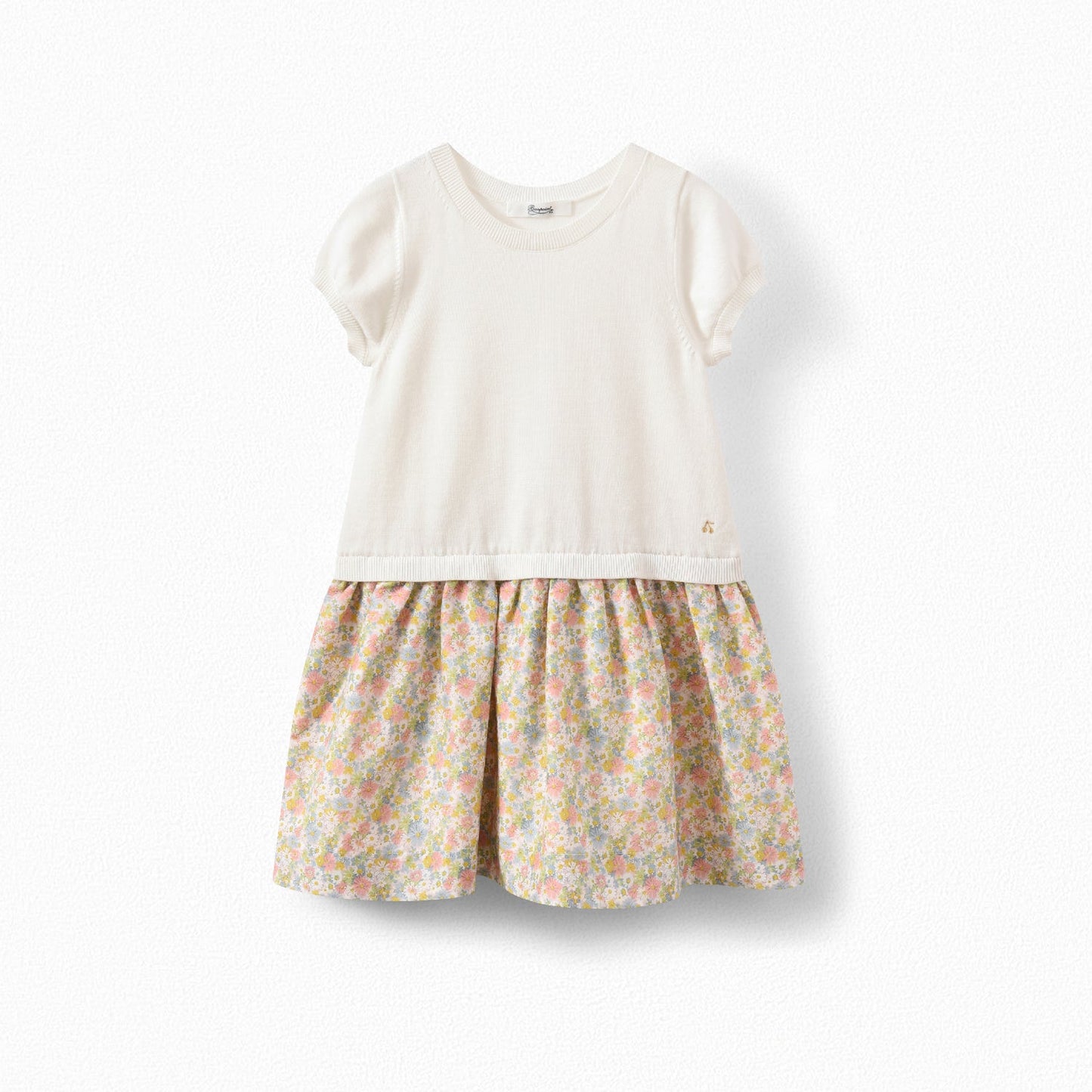 Girls White Floral Cotton Dress