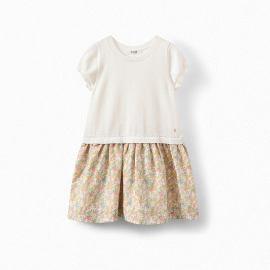 Girls White Floral Cotton Dress