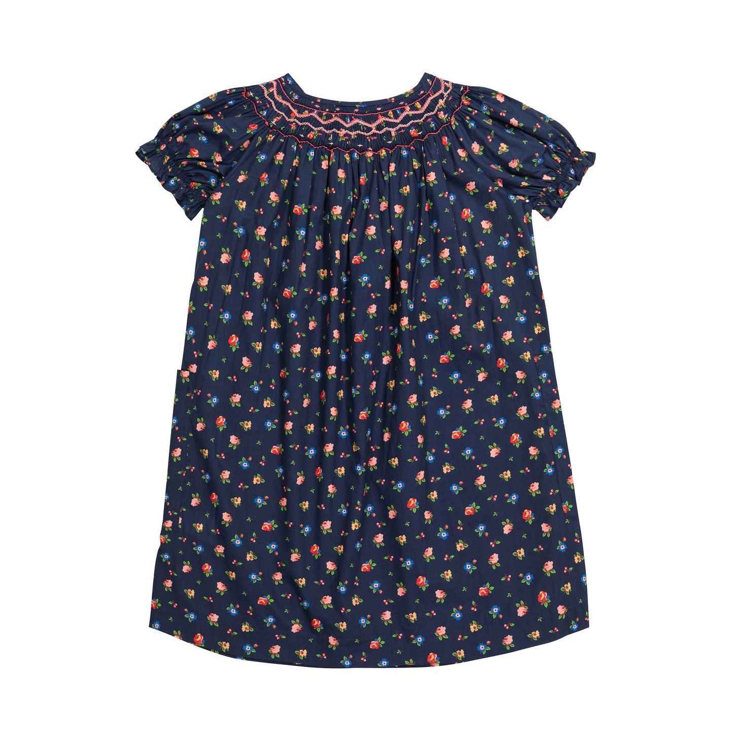 Girls Navy Floral Cotton Dress
